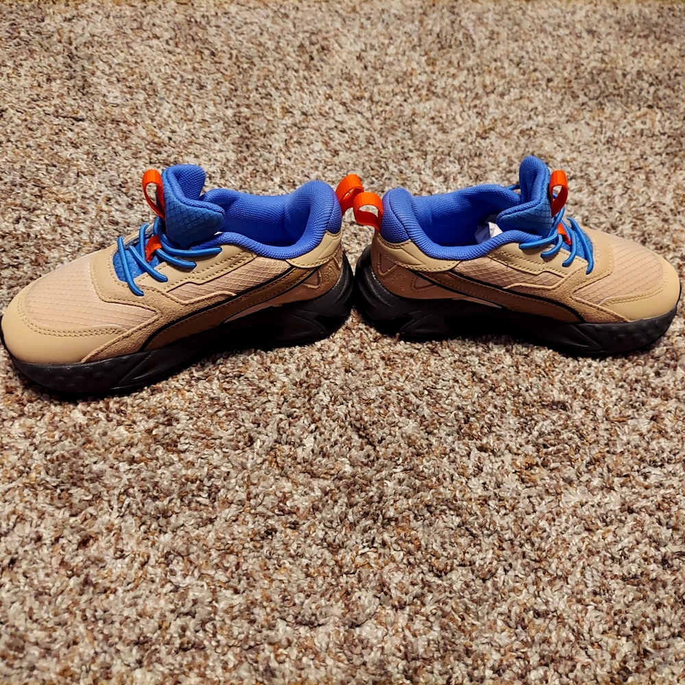 Puma Kids Sneakers in Tan and Blue with Orange Accents